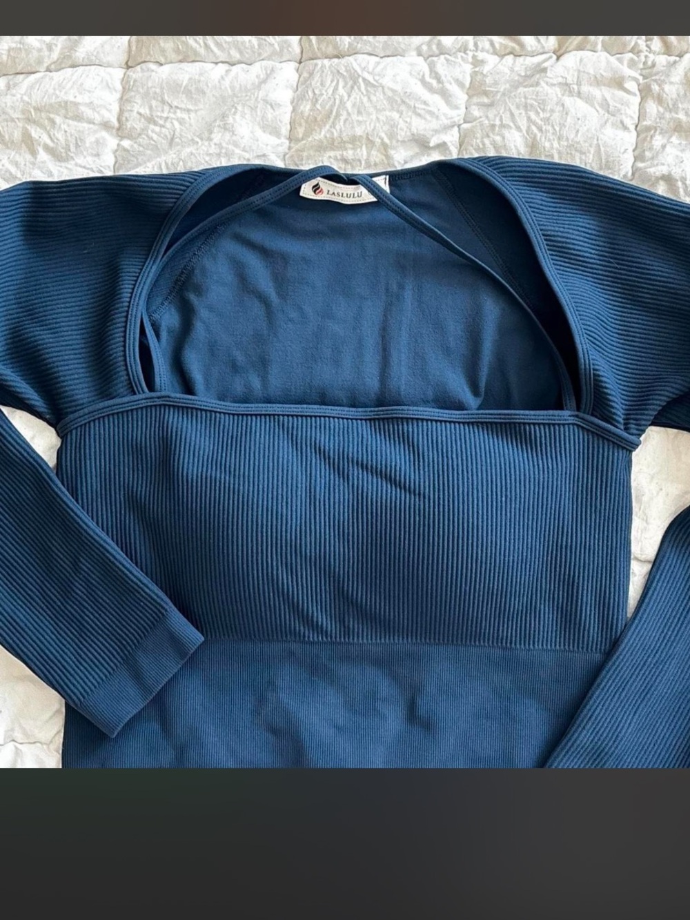 lululemon athletica Ribbed Navy Long-Sleeve Strappy Crop Top - Picture 3 of 5